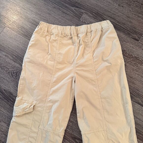 GANNI Washed Canvas Elasticated Curve Pants in Pale Khaki - Picture 3 of 9